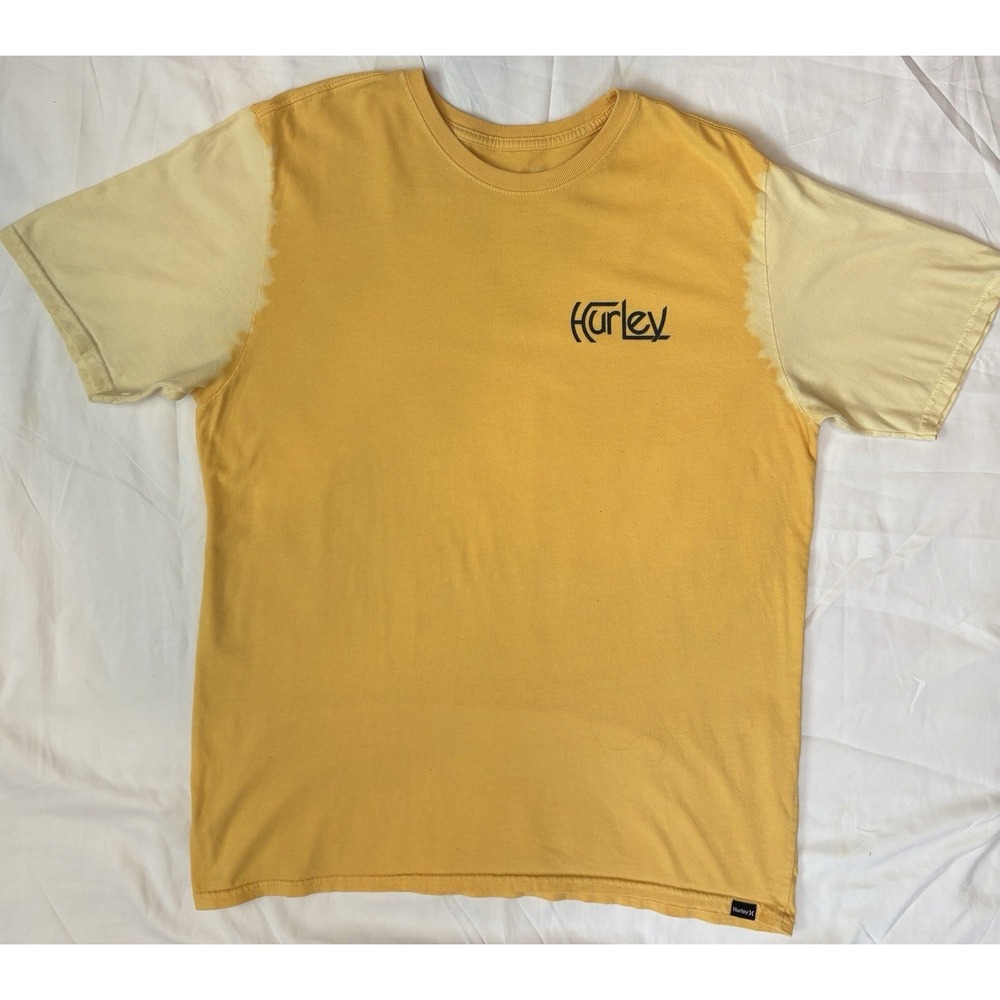 Mens Hurley Yellow Fade Gradient  T-Shirt Beachwear Surf/skate Casual Tee Sz Lg